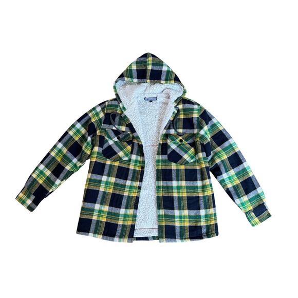 TUPAC Poetic Justice Upcycled Plaid Flannel Shacket 90s Rap Retro Vintage Sz M - Picture 3 of 9